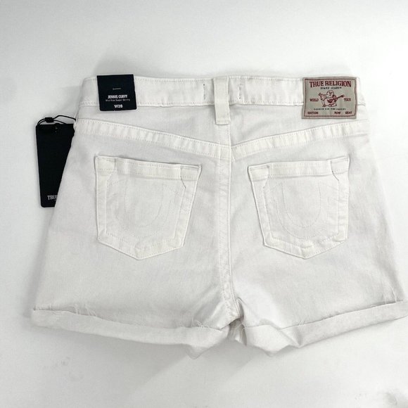 TRUE RELIGION Women's Mid Rise Super Skinny Jennie Curvy‎ Short Size 28/6 White - Picture 2 of 7